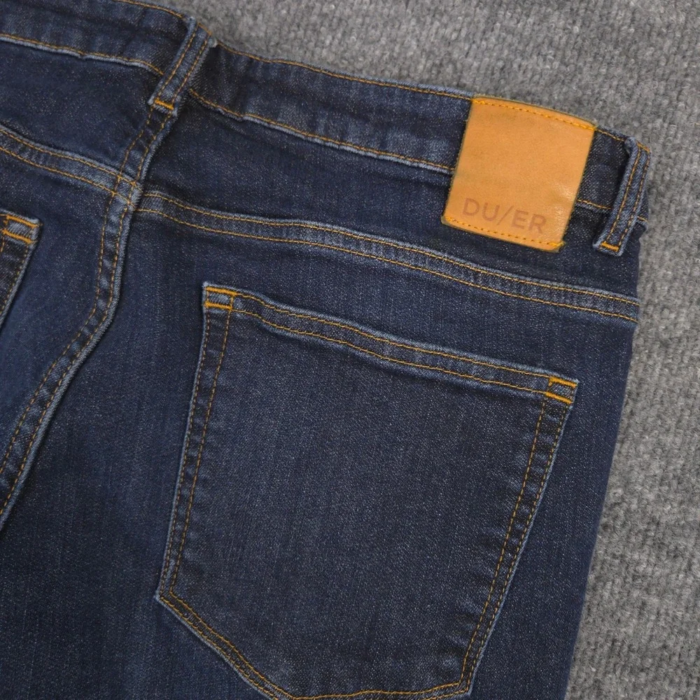 DU/ER Fleece Lined Jeans Mens 32X32 Blue Tapered 5 Pocket Flex Dark Wash Denim
